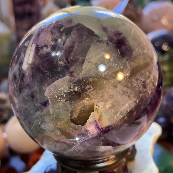🔥SALE🔥 Rainbow Fluorite Crystal Sphere Sparkles And Rainbows! Watch The Video! - Picture 4 of 16